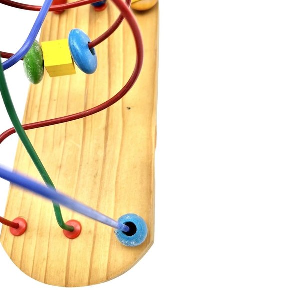 Developmental Wooden Bead Slider Maze Game 10.5 x 7 x 4 EUC - Picture 6 of 7